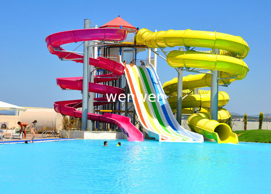Yetişkin / Spiral Yüzme Havuzu Slide için Fiberglas Kombinasyon Su Parkı Slide