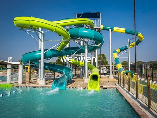 Yetişkin / Spiral Yüzme Havuzu Slide için Fiberglas Kombinasyon Su Parkı Slide